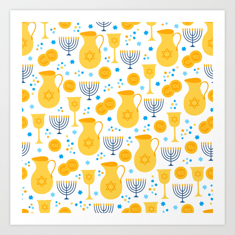 Hanukkah Traditions Pattern Art Print By Dec02 Society6