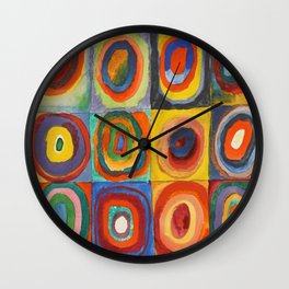 Wassily Kandinsky Color Study Squares With Concentric Circles Wall Clock | Wassilykandinsky, Circles, Bauhaus, Colorstudy, Abstractart, Abstract, Expressionism, Colorful, Square Concentric, Painting 