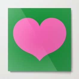 Color Pop!  Pink and Green Heart Metal Print