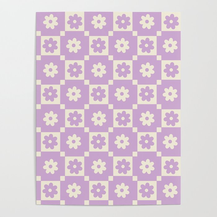 Checkered Daisy - Lavendar Poster