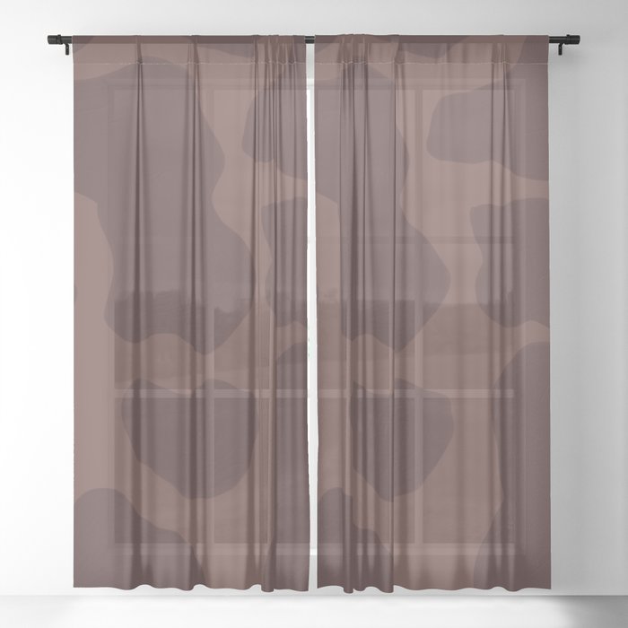 Brown + Tan Howdy Cow Spots, Hand-Painted Sheer Curtain