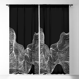 Minimalistic Abstract Waves Line Artwork Blackout Curtain