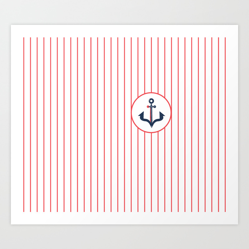 Wallpaper Maritime Stripes Anchor Maritime Anchor Artdeco Minimal Art Desktop Wallpaper