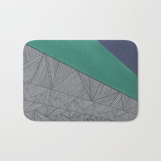 Black, Turquois, Dark Blue Bath Mat
