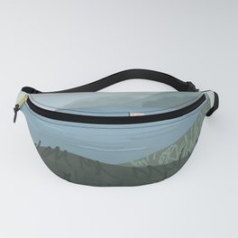 aesthetic boat on a lake with flowers scene Fanny Pack