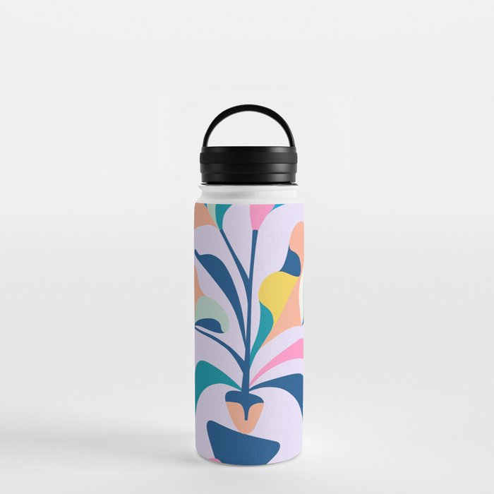 Mid Century Abstract Flowers Water Bottle