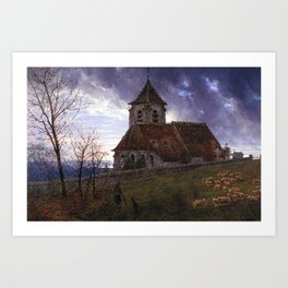  Église de Chelles Le Soir - Edwin Deakin Art Print
