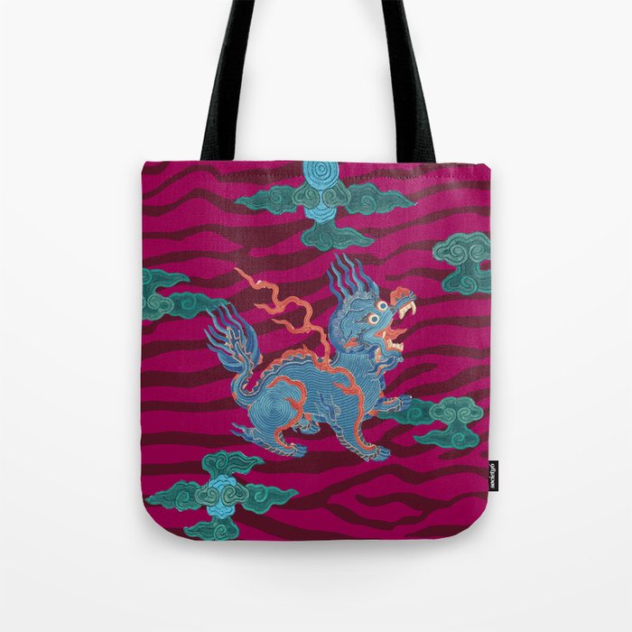 Foo Dragon on Magenta Tote Bag