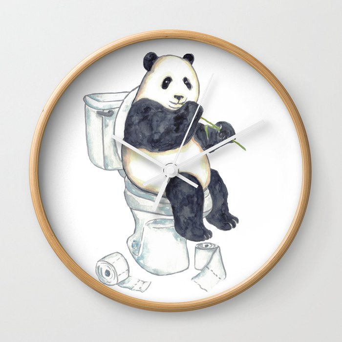 Panda bear toilet Painting Wall Clock