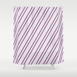 [ Thumbnail: Lavender, Dark Grey, and Dark Red Colored Lines Pattern Shower Curtain ]