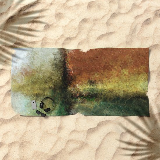 Focal Point Earth Tone Digital Painting Beach Towel By Wim Designs
