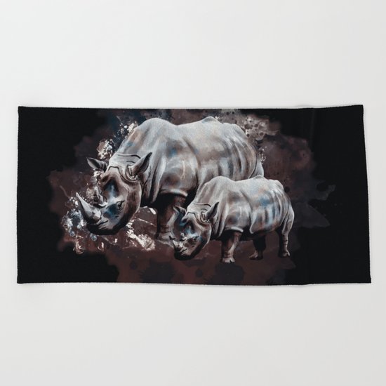 Dangerous Rhino Beach Towel