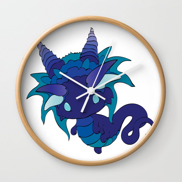 Midnight Blues Baby Dragon Wall Clock