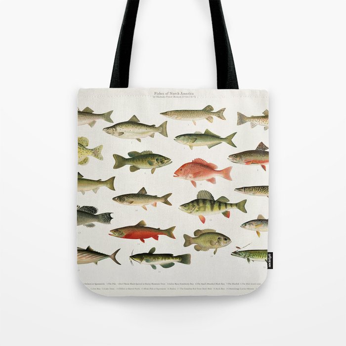 Illustrated North America Game Fish Identification Chart Tote Bag
