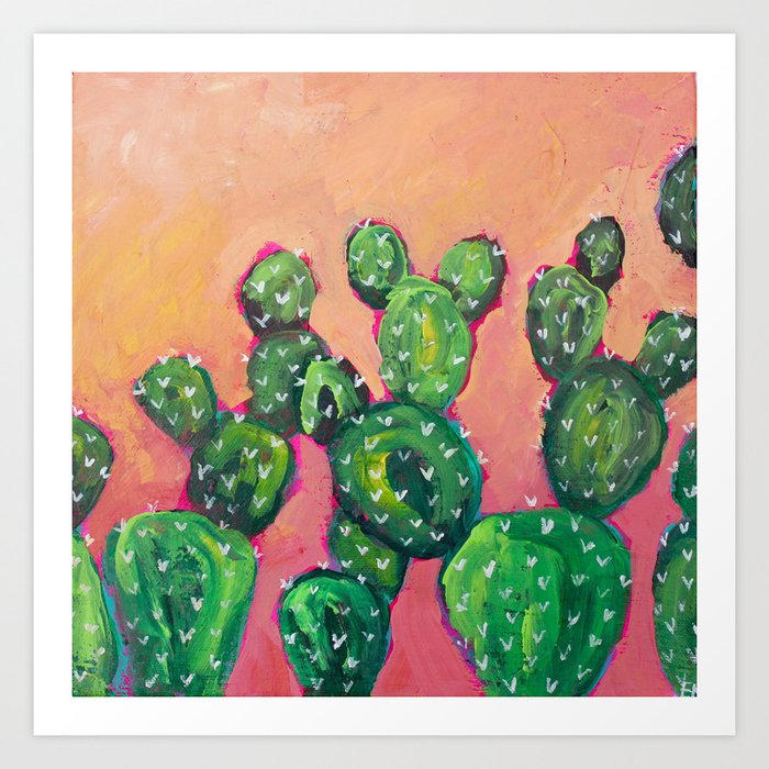 Prickly Pear Cacti Art Print By Emilykenney Society6