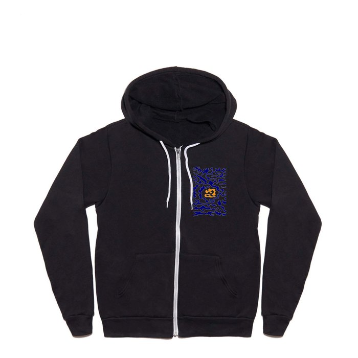 Abstraction in the style of Matisse 49 orange and blue Full Zip Hoodie