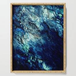 Mineral Texture Dark Teal Ocean Blue Serving Tray