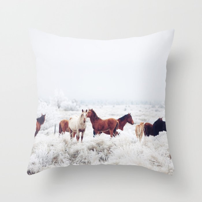 Winter Horseland Throw Pillow