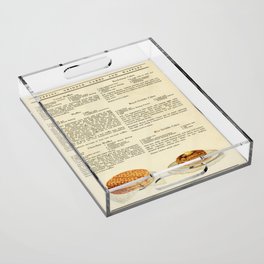 Vintage Breakfast Recipe - Waffles and Pancakes  Acrylic Tray