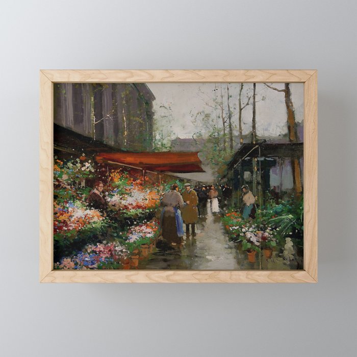 Paris Flower Market At La Madeleine by Edouard Cortes Framed Mini Art Print