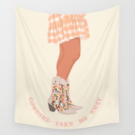 Cowgirl Take Me Away - Pink Wall Tapestry