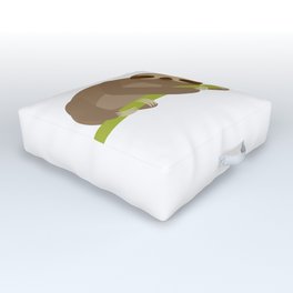 funny and cute Three-toed sloth on green branch Outdoor Floor Cushion