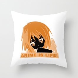 Anime Is Life Orange Throw Pillow