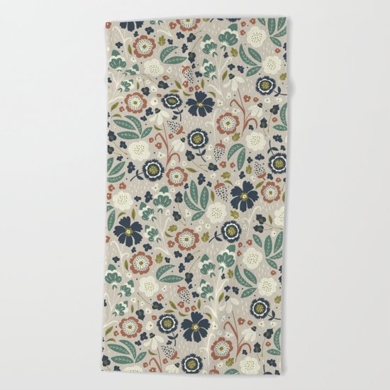 Flourishing Florals (Light-Green) Beach Towel