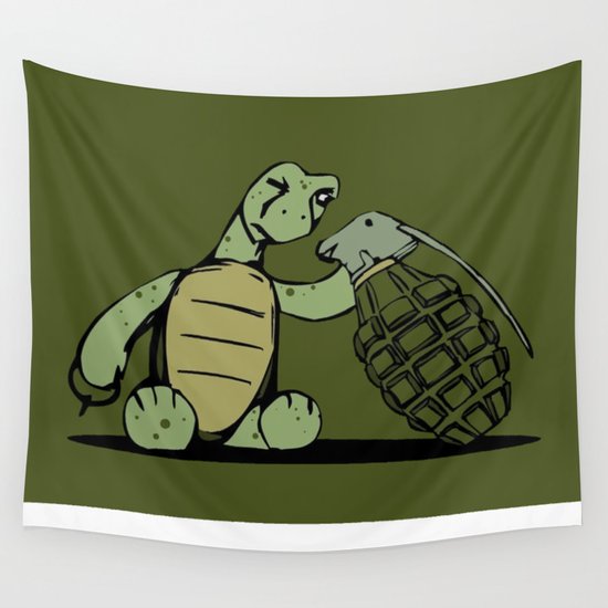 Turtle and The Bomb Wall Tapestry