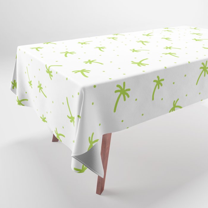 Apple Green Doodle Palm Tree Pattern Tablecloth