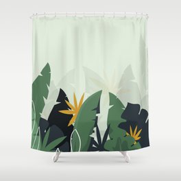 Tropical background with jungle plants. Palm leaves. Floral exotic hawaiian wallpaper. Rainforest. Summer tropical leaf. Exotic hawaiian jungle, summertime style. Summer illustration. Shower Curtain