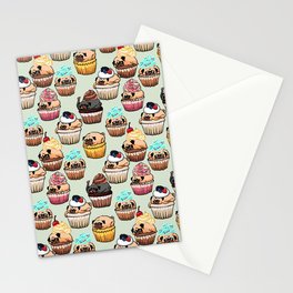 Cupcake Pugs Stationery Card