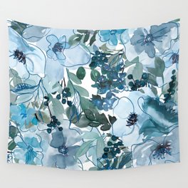 Blue Floral Wall Tapestry