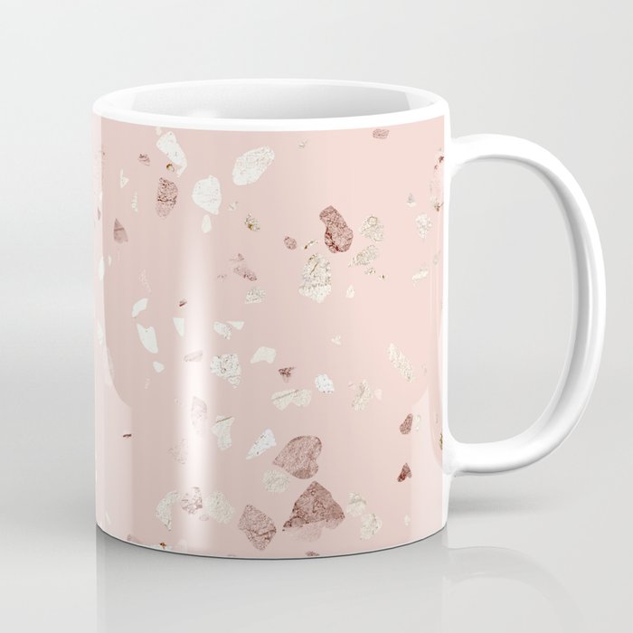 Blush Pink + Rose Gold Terrazzo Coffee Mug
