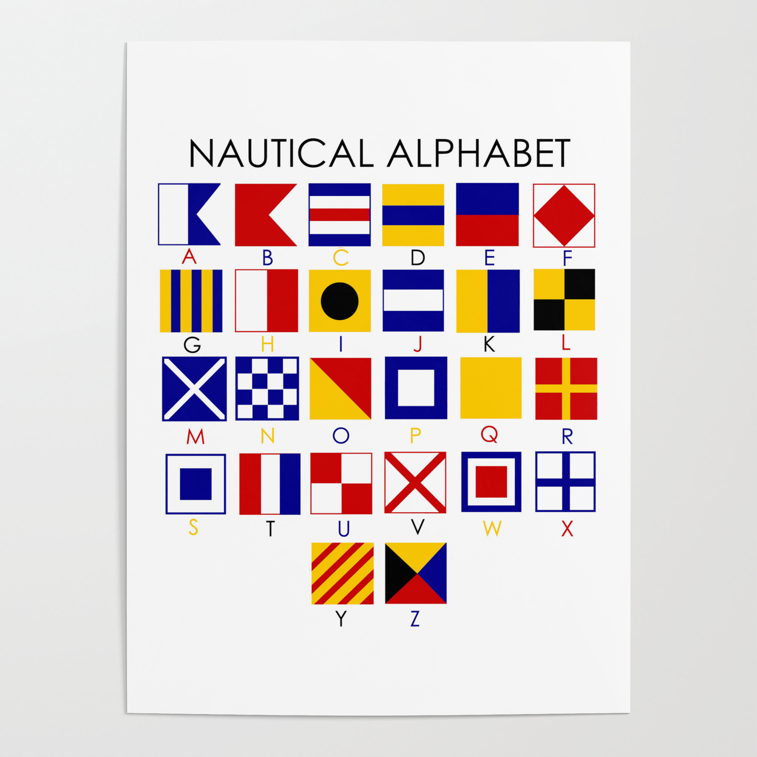 nautical alphabet poster by bushel peck paper society6