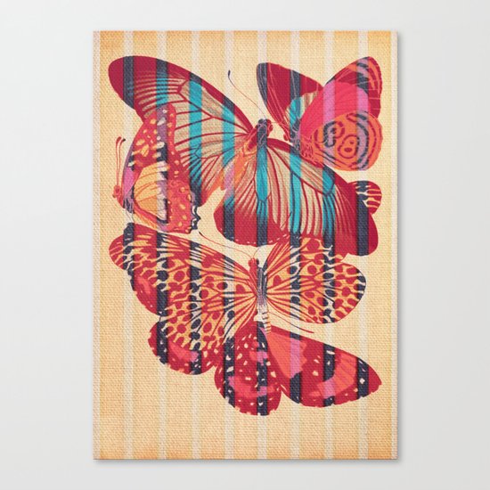 Butterflies in Strips Canvas Print