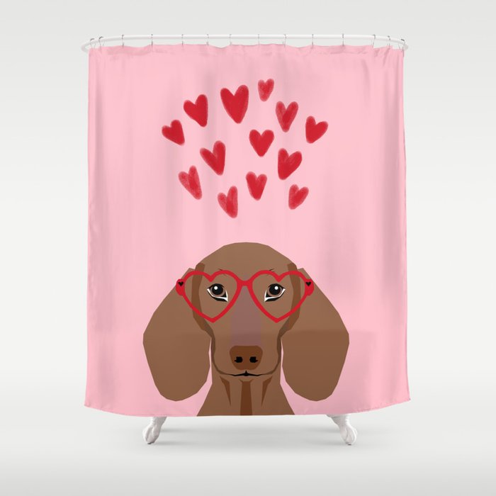Dachshund Valentines Day Love Heart, Valentine Shower Curtain