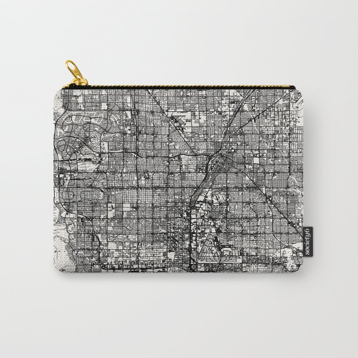Vintage Las Vegas Map in Black and White Carry-All Pouch