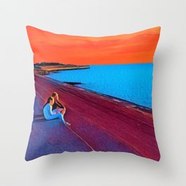 'Sisters at Sunset' by Simon McCall Throw Pillow
