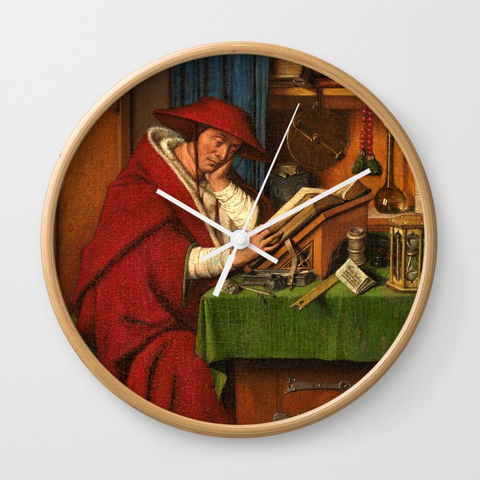 Saint Jerome in His Study, 1435 by Jan van Eyck Wall Clock
