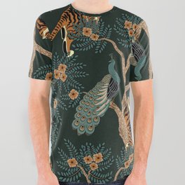 Vintage tiger and peacock All Over Graphic Tee