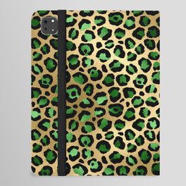 Green Gold Leopard Pattern iPad Folio Case
