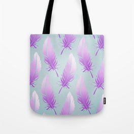 Delicate Feathers (violet on turquoise) Tote Bag
