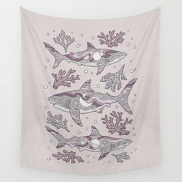 Midnight Swim | Purple Haze Palette | Ocean Shark Art Wall Tapestry