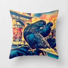 Washington Square Park Arch with two pigeons Throw Pillow