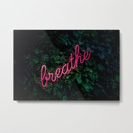 neon sign #society6 #decor #buyart Metal Print | Pink, Nature, Mindfull, Color, Sign, Leaves, Green, Breathe, Bar, Art 