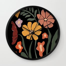 TROPICAL floral night Wall Clock | Holiday Plants Leaf, Spring Summer, Sunflower Olive Tree, 1970S 80S 90S, Logo Bohemian, Retro Vintage, Cool Calm Room, Botanical Painting, Abstract Nature, Day Night 