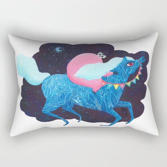 Death on a horse fairy tale illustration Rectangular Pillow