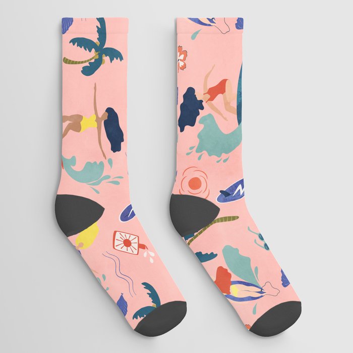 Surfing Girl pink Socks