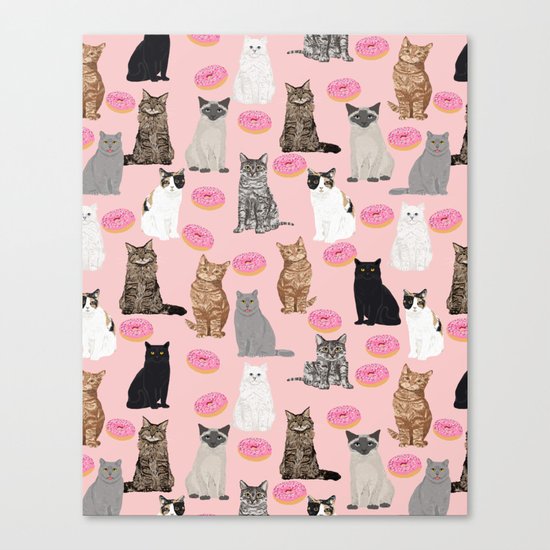 Cats with donuts cute cat breeds cat portraits pet portrait cat lady hipster gifts sprinkle donut Canvas Print